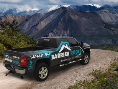 Parked Barrier Roofs truck in the mountains