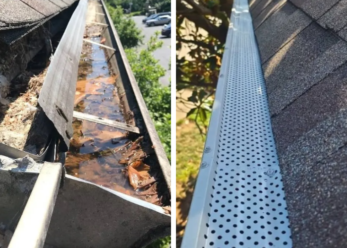 Before and after of Gutter Repair in Lexington, KY